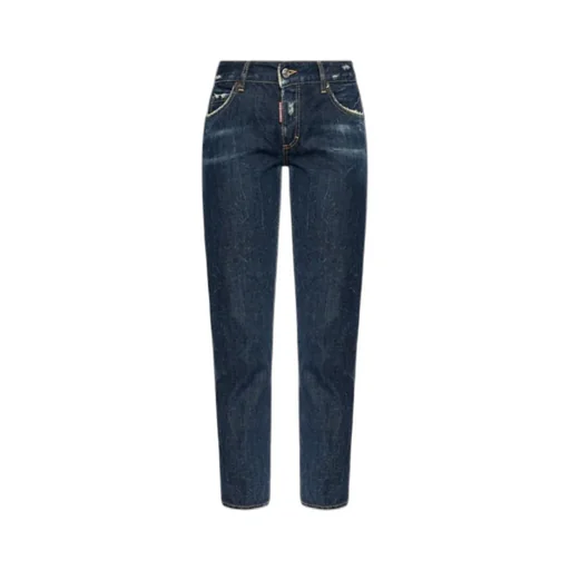 Dsquared2 Dark Crinkle Washed Medium Waist Jennifer Jeans