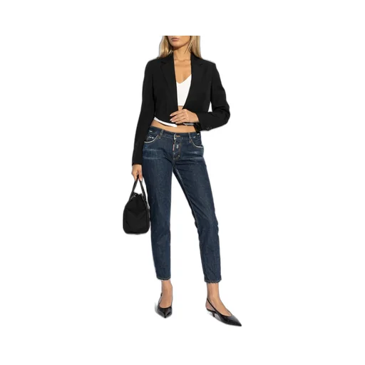 Dsquared2 Dark Crinkle Washed Medium Waist Jennifer Jeans