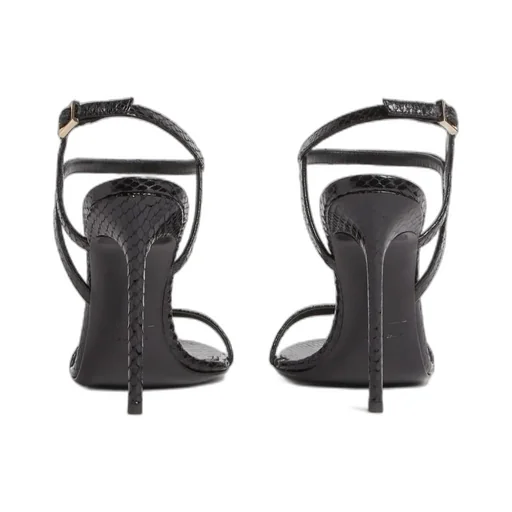 Metallic-Finish Printed Heeled Sandals