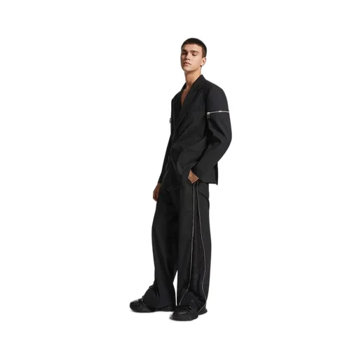 Zip-Detailed Straight-Leg Trousers