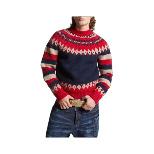 Pattern Intarsia-Knit Striped Jumper