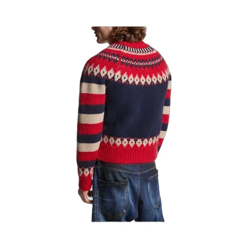Pattern Intarsia-Knit Striped Jumper