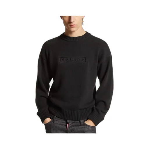 Logo Intarsia Knit Crewneck Pullover