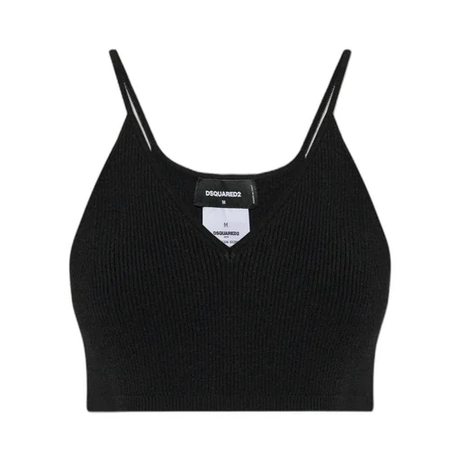 Logo Plaque V-Neck Ribbed Cropped Top