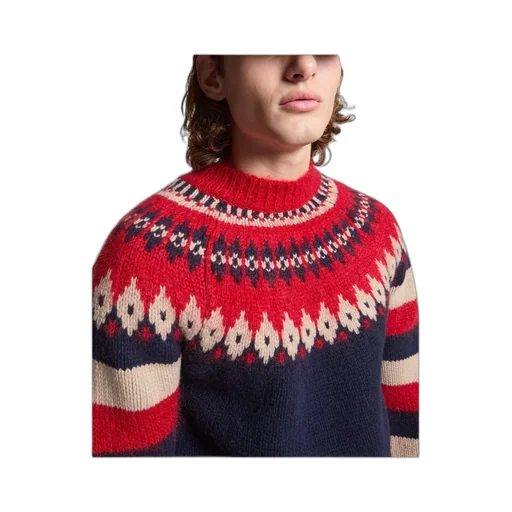 Pattern Intarsia-Knit Striped Jumper