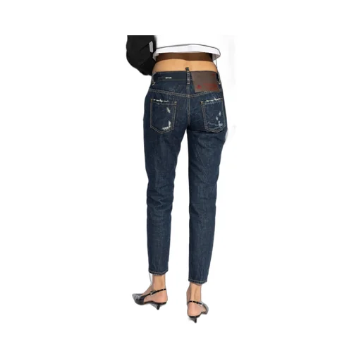 Dsquared2 Dark Crinkle Washed Medium Waist Jennifer Jeans