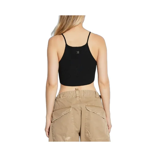 Logo Plaque V-Neck Ribbed Cropped Top