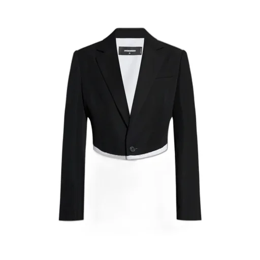 Single Breasted Raw-Edge Cropped Blazer