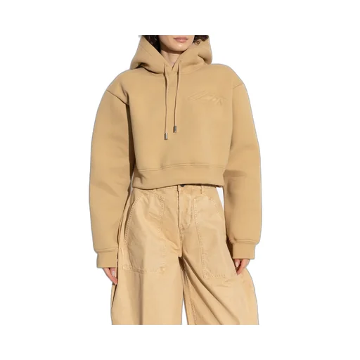 Logo Embossed Cropped Hoodie