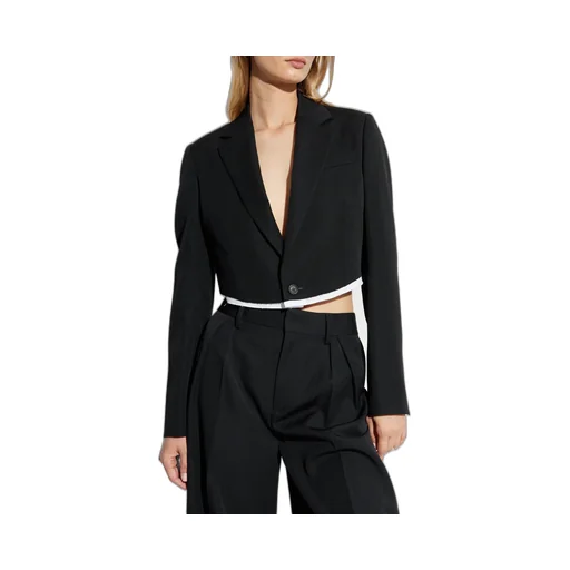 Single Breasted Raw-Edge Cropped Blazer