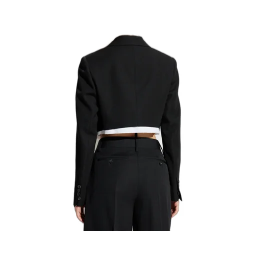 Single Breasted Raw-Edge Cropped Blazer