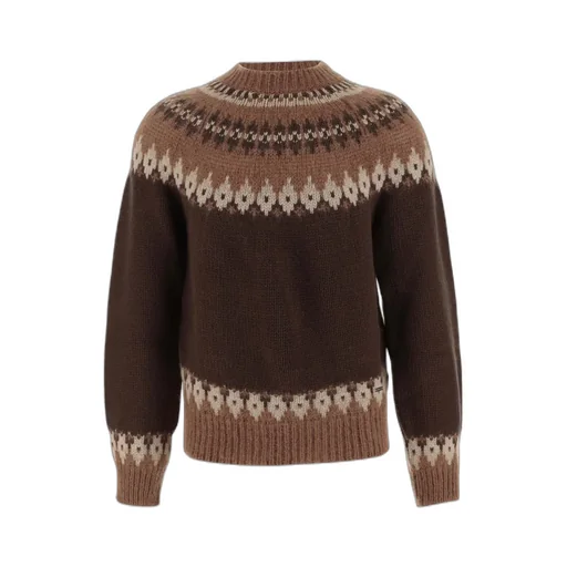 Pattern Intarsia-Knit Striped Jumper