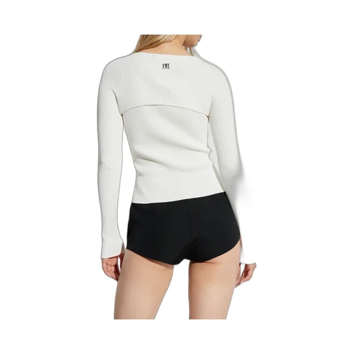 Cut-Out Ribbed-Knit Crewneck Top
