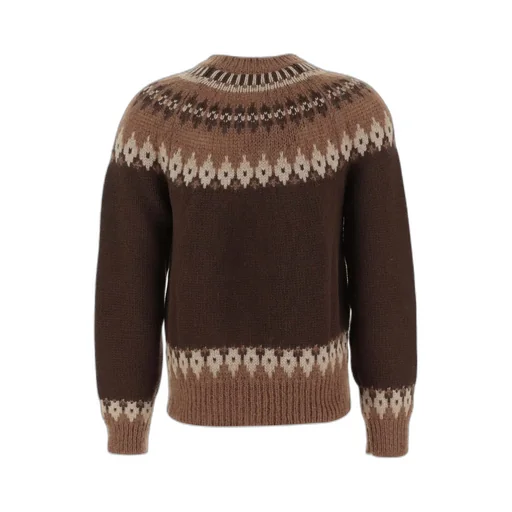 Pattern Intarsia-Knit Striped Jumper