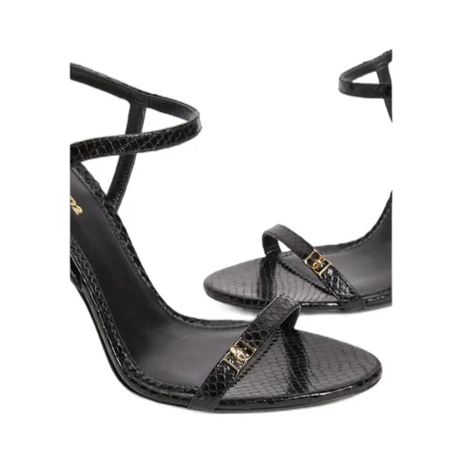 Metallic-Finish Printed Heeled Sandals