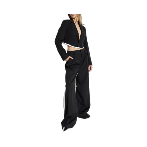 Single Breasted Raw-Edge Cropped Blazer