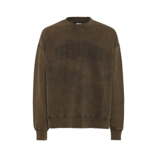 Logo Printed Crewneck Distressed Sweatshirt