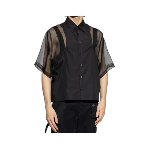 Sheer-Sleeved Buttoned Shirt