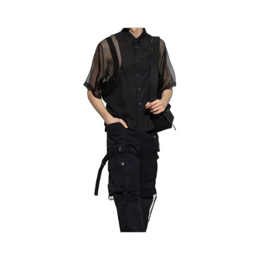 Sheer-Sleeved Buttoned Shirt
