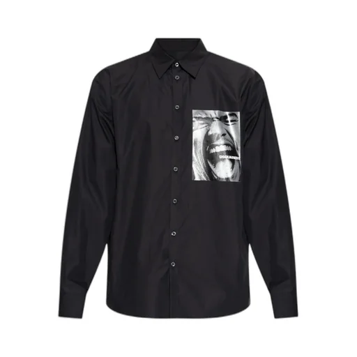 Long Sleeved Graphic-Stamp Shirt