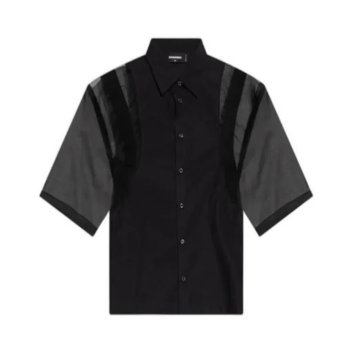 Sheer-Sleeved Buttoned Shirt