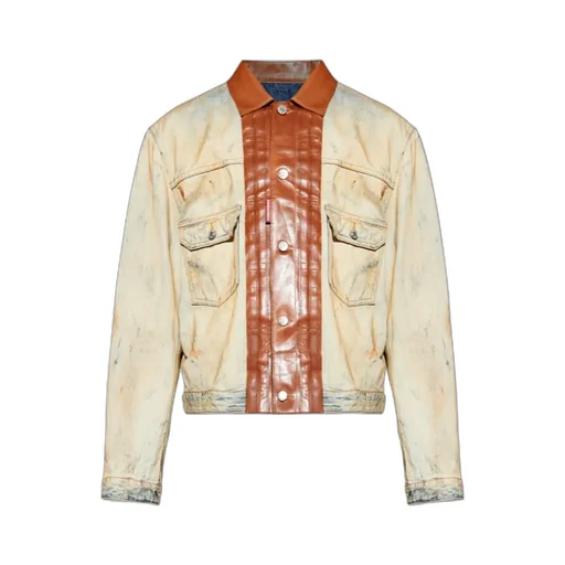 Leather Trim Denim Jacket