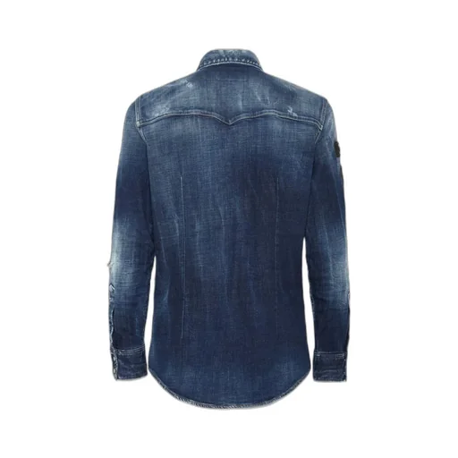 X Ducati Denim Fashion Distressed Western Shirt