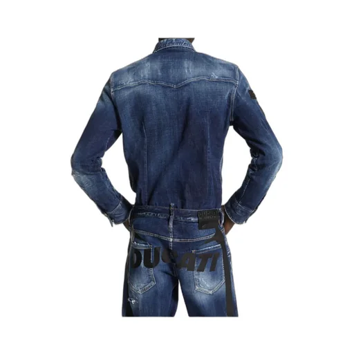X Ducati Denim Fashion Distressed Western Shirt