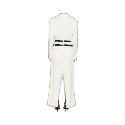 Belted Buttoned V-Neck Coat