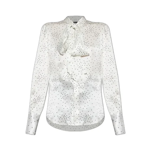 Tie Front Star Printed Satin Shirt