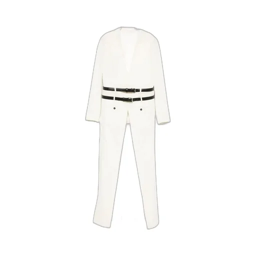 Belted Buttoned V-Neck Coat