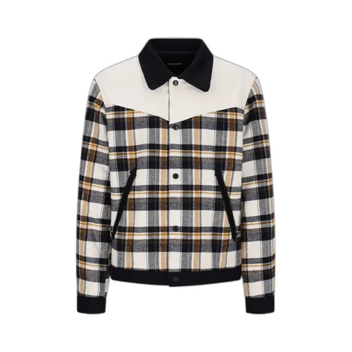 Embroidered Flannel Western Bomber Jacket