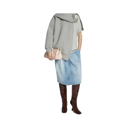 Mid-Length Denim Skirt With Pleated Details