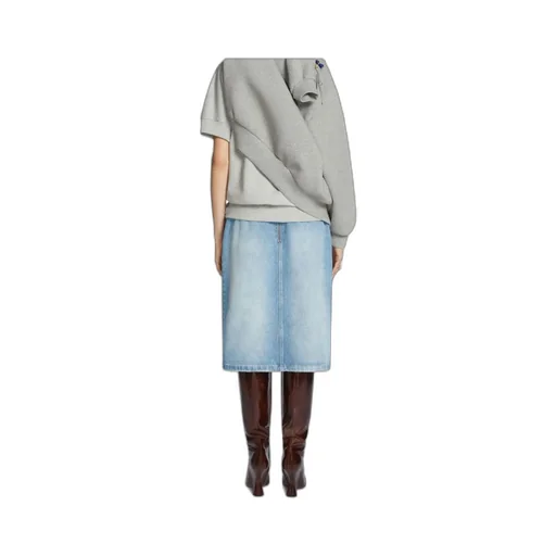 Mid-Length Denim Skirt With Pleated Details