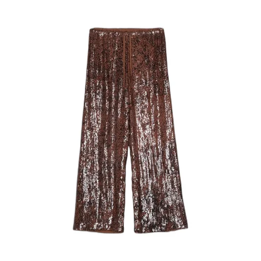 Wide-Leg Sequin Embellished Trousers