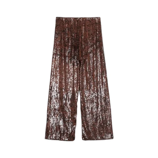 Wide-Leg Sequin Embellished Trousers