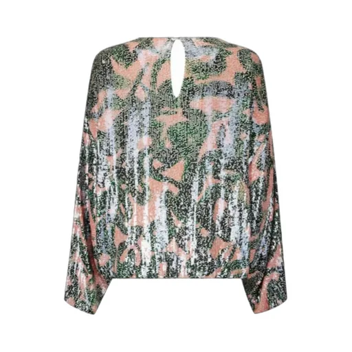 Squinned Jacquard Crewneck Blouse
