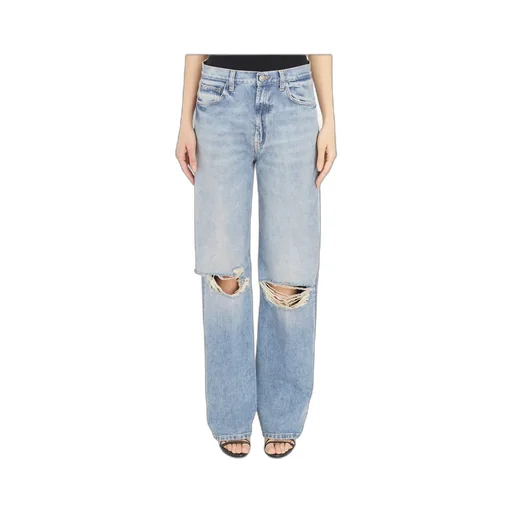 Five-Pocket Ripped Denim Trousers