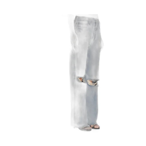Five-Pocket Ripped Denim Trousers