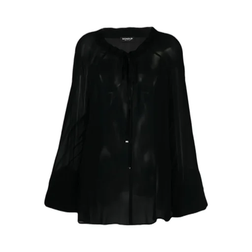 Tie-Neck Semi-Sheer Blouse