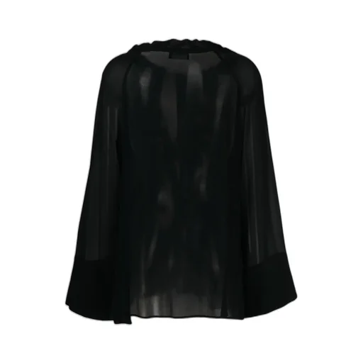 Tie-Neck Semi-Sheer Blouse