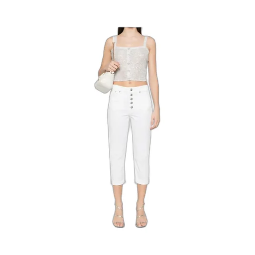 Single-Breasted Button-Up Denim Trousers