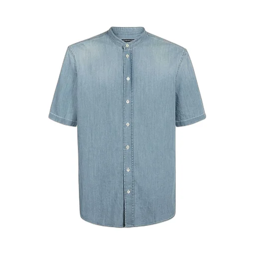 Mandarin Collar Denim Shirt