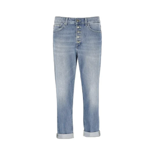 Jewel Button Straight-Leg Jeans