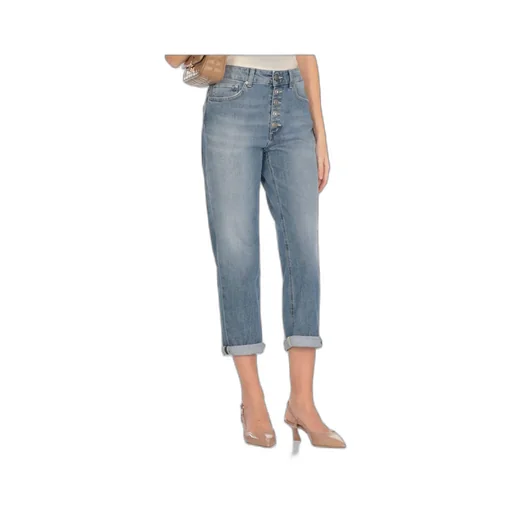 Jewel Button Straight-Leg Jeans