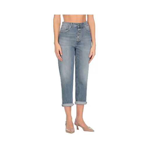 Jewel Button Straight-Leg Jeans