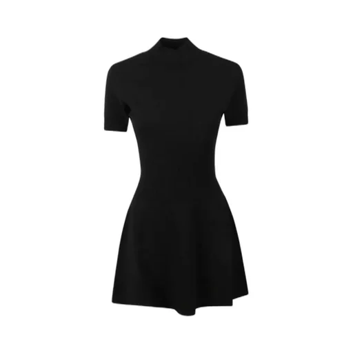 High Collar Short Sleeve Dress