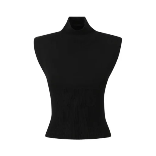 Sleeveless High Neck Sweater