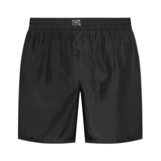 Logo Plaque Elastic Waist Swim Shorts