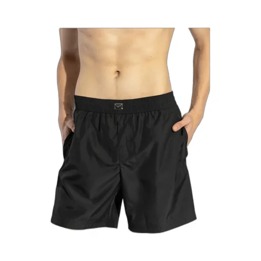 Logo Plaque Elastic Waist Swim Shorts